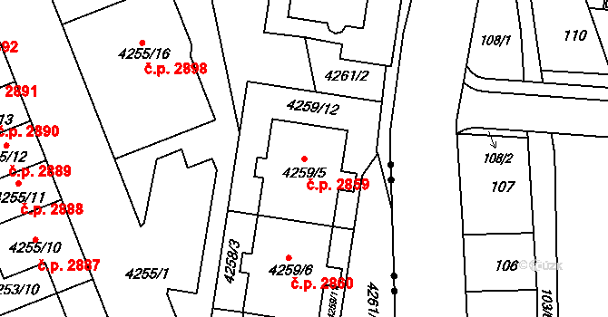 Královo Pole 2859, Brno na parcele st. 4259/5 v KÚ Královo Pole, Katastrální mapa