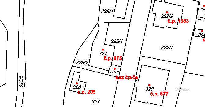 Zbraslav 675, Praha na parcele st. 324 v KÚ Zbraslav, Katastrální mapa