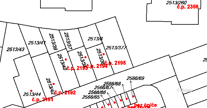 Dejvice 2195, Praha na parcele st. 2513/36 v KÚ Dejvice, Katastrální mapa
