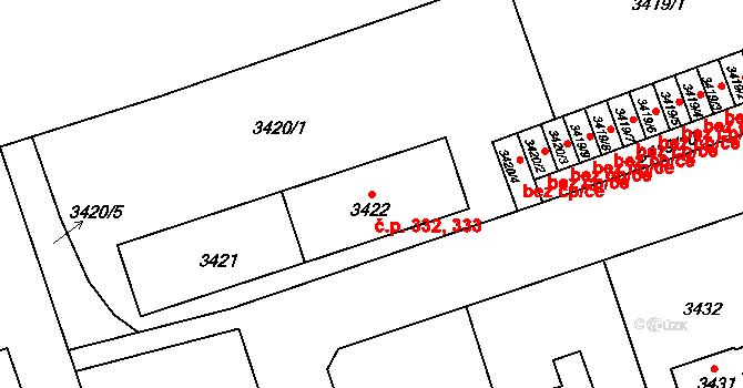 Liberec V-Kristiánov 332,333, Liberec na parcele st. 3421 v KÚ Liberec, Katastrální mapa