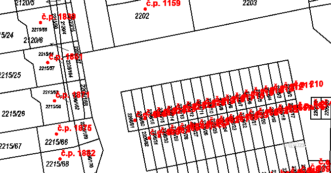 Šlapanice 221 na parcele st. 2206/14 v KÚ Šlapanice u Brna, Katastrální mapa