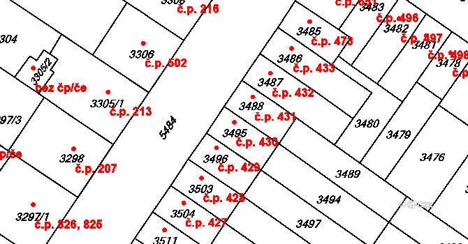 Lobzy 430, Plzeň na parcele st. 3495 v KÚ Plzeň, Katastrální mapa