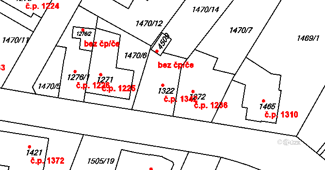 Česká Třebová 1342 na parcele st. 1322 v KÚ Česká Třebová, Katastrální mapa