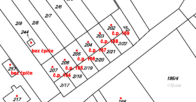 Volanice 168 na parcele st. 203 v KÚ Volanice, Katastrální mapa