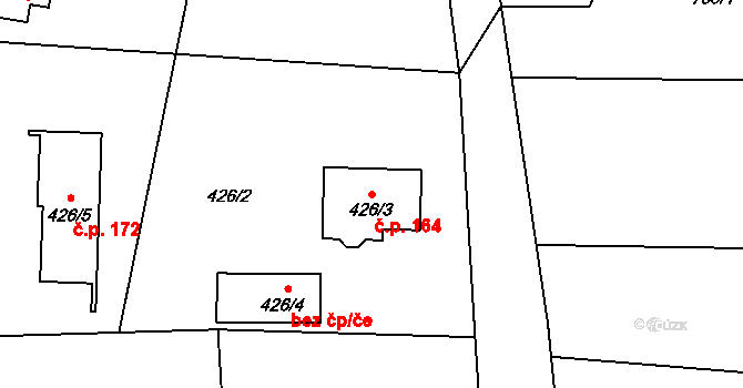 Chvalíkovice 164 na parcele st. 426/3 v KÚ Chvalíkovice, Katastrální mapa