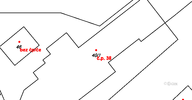 Hodonín 38, Zdíkov na parcele st. 40/1 v KÚ Hodonín u Zdíkovce, Katastrální mapa