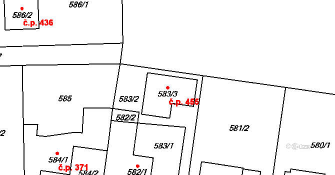 Sedlec 455, Kutná Hora na parcele st. 583/3 v KÚ Sedlec u Kutné Hory, Katastrální mapa