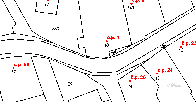 Bítovánky 1, Želetava na parcele st. 18 v KÚ Bítovánky, Katastrální mapa
