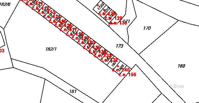 Rumburk 2-Horní Jindřichov 132, Rumburk na parcele st. 182/2 v KÚ Horní Jindřichov, Katastrální mapa