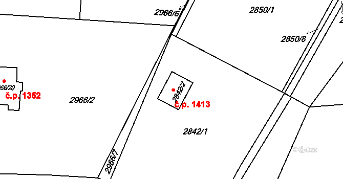 Horní Suchá 1413 na parcele st. 2842/2 v KÚ Horní Suchá, Katastrální mapa