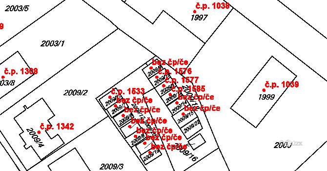 Předměstí 1577, Moravská Třebová na parcele st. 2009/11 v KÚ Moravská Třebová, Katastrální mapa