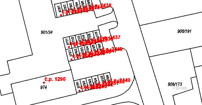 Malenovice 2448, Zlín na parcele st. 976/6 v KÚ Malenovice u Zlína, Katastrální mapa