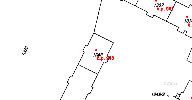 Poruba 943, Ostrava na parcele st. 1348 v KÚ Poruba, Katastrální mapa