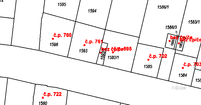 Bohumín 41437284 na parcele st. 1592/2 v KÚ Nový Bohumín, Katastrální mapa