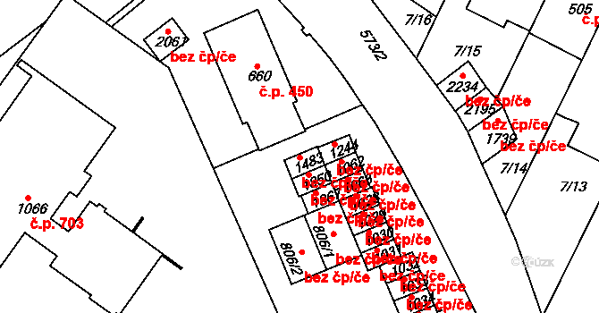 Třebíč 42467284 na parcele st. 1483 v KÚ Podklášteří, Katastrální mapa