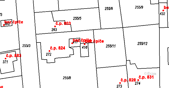 Rudná 43057284 na parcele st. 416 v KÚ Hořelice, Katastrální mapa