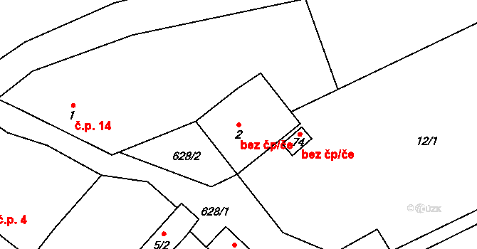 Ostrovec-Lhotka 47235284 na parcele st. 2 v KÚ Ostrovec u Terešova, Katastrální mapa