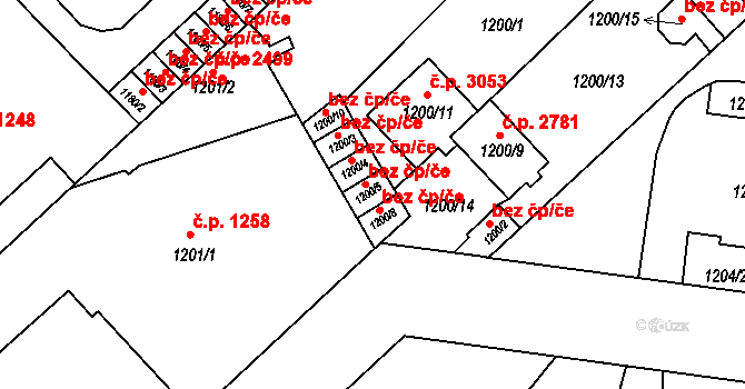 Teplice 49544284 na parcele st. 1200/5 v KÚ Teplice, Katastrální mapa