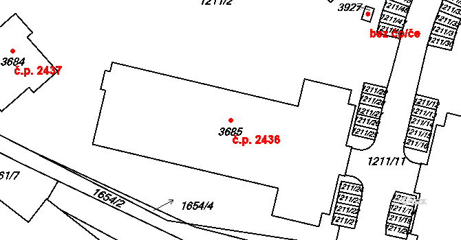Říčany 2436 na parcele st. 3685 v KÚ Říčany u Prahy, Katastrální mapa