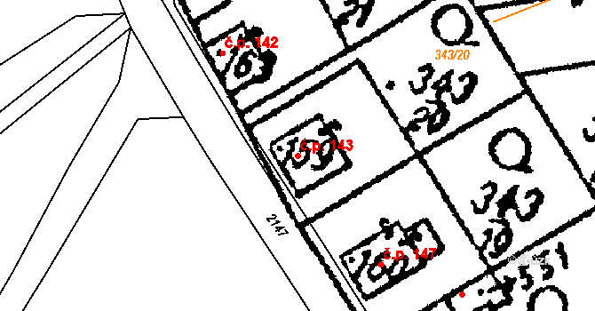 Nasavrky 143 na parcele st. 159 v KÚ Nasavrky, Katastrální mapa