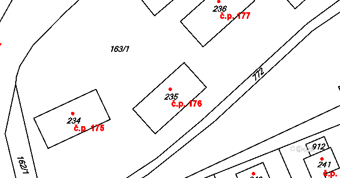 Prachovice 176 na parcele st. 235 v KÚ Prachovice, Katastrální mapa