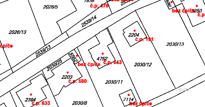 Beroun-Závodí 543, Beroun na parcele st. 4752 v KÚ Beroun, Katastrální mapa