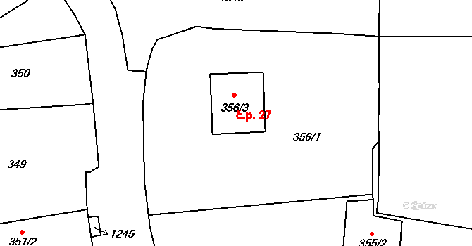 Mašovice 27, Meclov na parcele st. 356/3 v KÚ Mašovice u Meclova, Katastrální mapa
