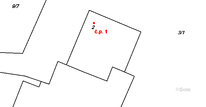 Lipka 1, Horní Bradlo na parcele st. 2 v KÚ Lipka, Katastrální mapa