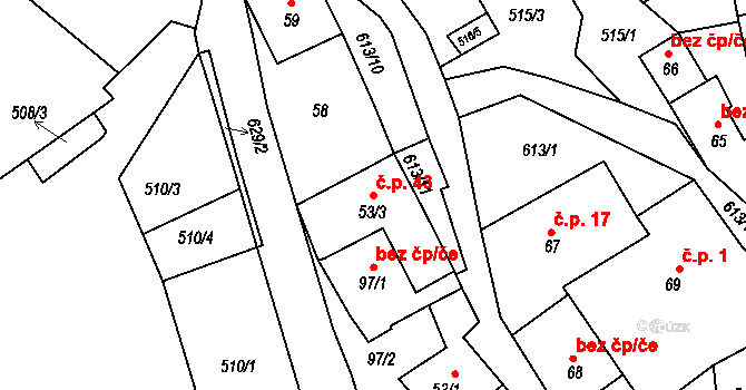Drslavice 43 na parcele st. 53/3 v KÚ Švihov u Lažišť, Katastrální mapa