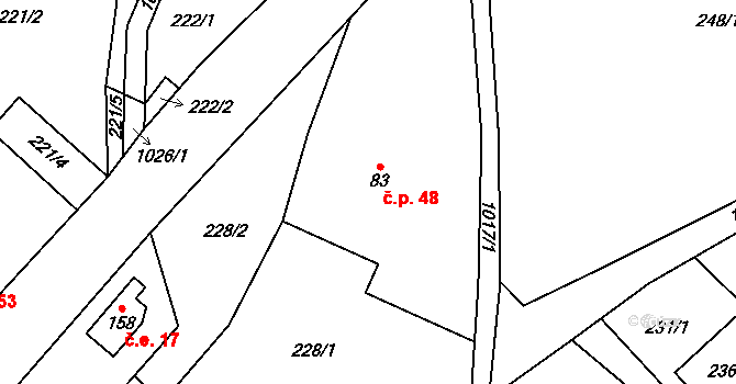 Bedřichov 48, Oskava na parcele st. 83 v KÚ Bedřichov u Oskavy, Katastrální mapa