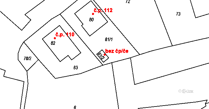 Třeština 80561284 na parcele st. 81/2 v KÚ Třeština, Katastrální mapa