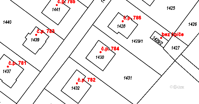 Studénka 784 na parcele st. 1430 v KÚ Studénka nad Odrou, Katastrální mapa