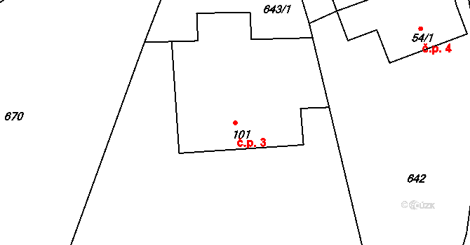 Hojava 3, Lidmaň na parcele st. 101 v KÚ Lidmaň, Katastrální mapa