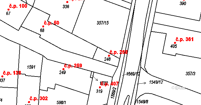 Nepomuk 268 na parcele st. 248 v KÚ Nepomuk, Katastrální mapa
