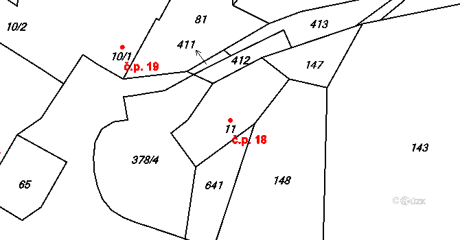 Štěpánov 18, Leština u Světlé na parcele st. 11 v KÚ Štěpánov u Leštiny, Katastrální mapa
