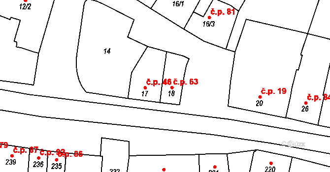 Bílovice 63, Bílovice-Lutotín na parcele st. 18 v KÚ Bílovice, Katastrální mapa