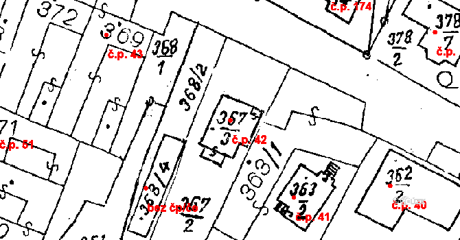 Dyjákovičky 42 na parcele st. 367/3 v KÚ Dyjákovičky, Katastrální mapa