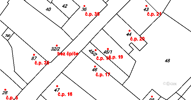 Újezd 18 na parcele st. 45/2 v KÚ Újezd nad Rokytnou, Katastrální mapa