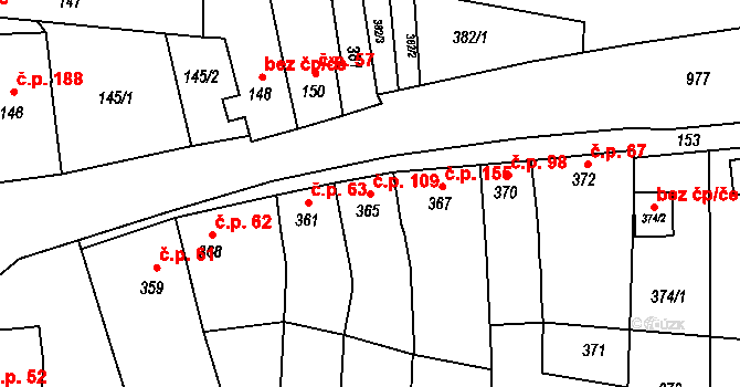 Přerov XII-Žeravice 109, Přerov na parcele st. 365 v KÚ Žeravice, Katastrální mapa