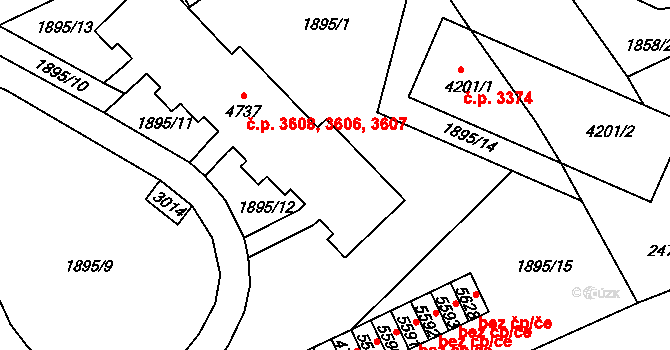 Jablonec nad Nisou 3606,3607,3608 na parcele st. 4737 v KÚ Jablonec nad Nisou, Katastrální mapa