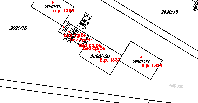 Slavkov u Brna 1337 na parcele st. 2690/126 v KÚ Slavkov u Brna, Katastrální mapa