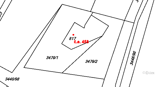 Morávka 458 na parcele st. 817 v KÚ Morávka, Katastrální mapa