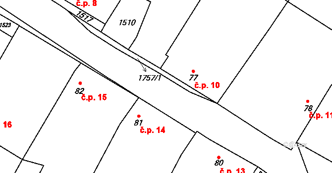 Borová 10, Budeč na parcele st. 77 v KÚ Budeč, Katastrální mapa