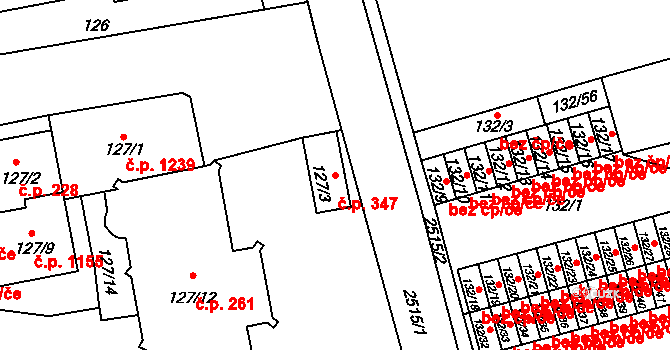 Třeboň II 347, Třeboň na parcele st. 127/3 v KÚ Třeboň, Katastrální mapa