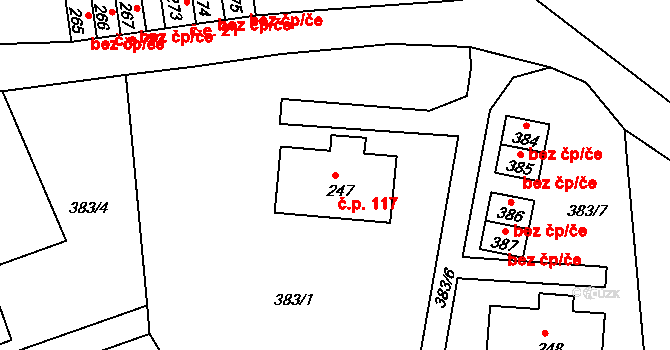 Chotyně 117 na parcele st. 247 v KÚ Chotyně, Katastrální mapa