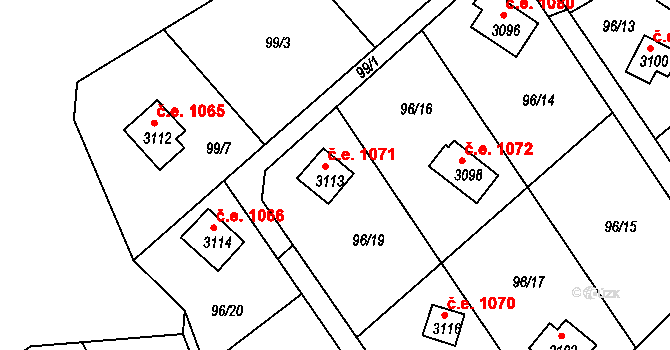 Ostravice 1071 na parcele st. 3113 v KÚ Staré Hamry 2, Katastrální mapa
