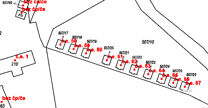 Hamr 59 na parcele st. 507/18 v KÚ Hamr, Katastrální mapa