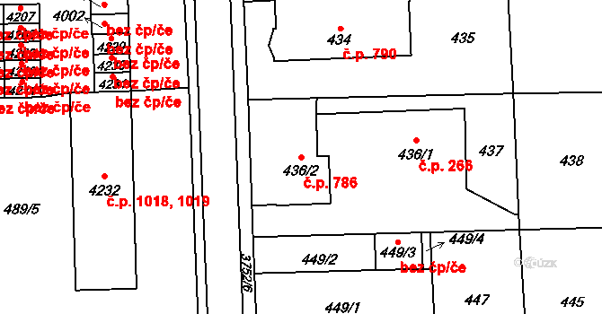 Žamberk 786 na parcele st. 436/2 v KÚ Žamberk, Katastrální mapa