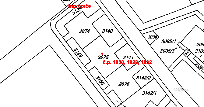 Slatina 1028,1030,1032, Brno na parcele st. 2675 v KÚ Slatina, Katastrální mapa