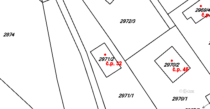 Pelechov 32, Železný Brod na parcele st. 2971/2 v KÚ Železný Brod, Katastrální mapa